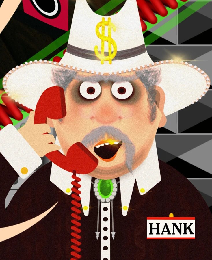 Hank with his large white hat and grey moustache