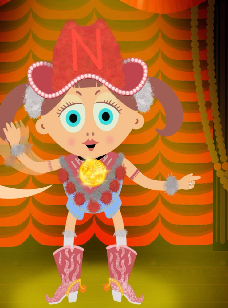 Nellie Lee in her red cowboy hat and pink boots, from the original book